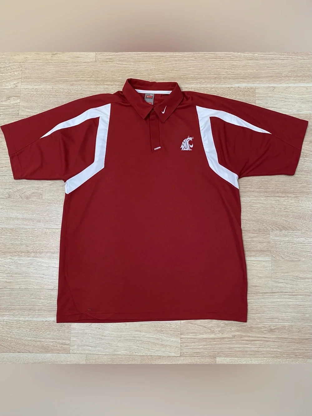 Nike Washington State University Polo Men’s XL Crimson WSU Cougars Short Sleeve